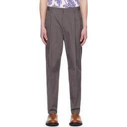 Gray Pleated Trousers 231358M191025