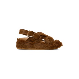 SSENSE Exclusive Brown Faux Fur Sandals 232358F124000