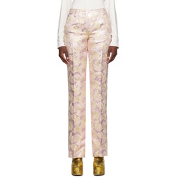 Pink   Gold Metallic Trousers 232358F087027