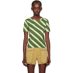 Green Striped T Shirt 241358F110002