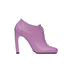 Purple Lace Up Low Ankle Heels 222358F113012