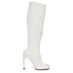 White Lace Up Boots 222358F115009