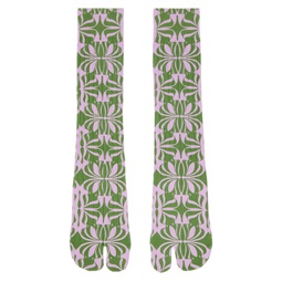 Green   Purple Printed Tabi Socks 241358F076000