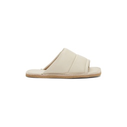 Off White Leather Slip On Sandals 221358M234040
