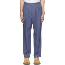Blue Cotton Gabardine Trousers 221358M191020
