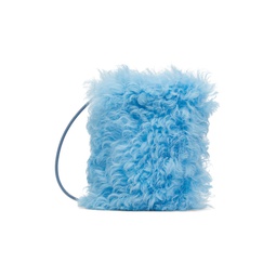 Blue Shearling Small Shoulder Bag 222358F048000