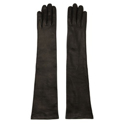 Black Long Leather Gloves 222358F012005