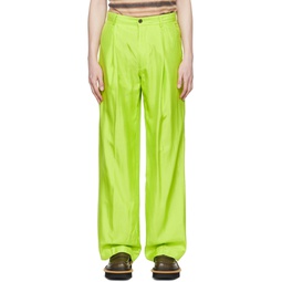 Green Silk   Cotton Trousers 221358M191011