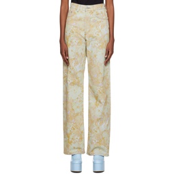 Yellow Floral Jeans 231358F069000