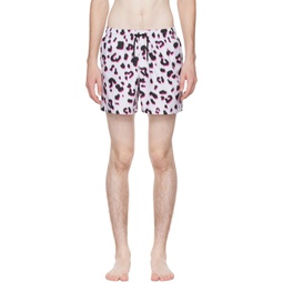 White Leopard Print Swim Shorts 222358M208002
