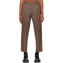 Brown Pleated Trousers 222358M191007