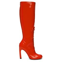 Red Lace Up Tall Boots 222358F115010