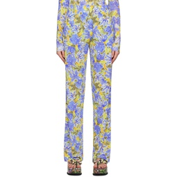 Blue Floral Trousers 231358F087003