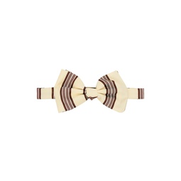 Beige   Brown Striped Bow Tie 231358M157000