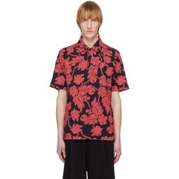Black   Red Floral Polo 231358M212009