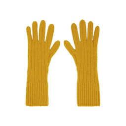 Yellow Ribbed Gloves 222358M135002