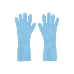 Blue Ribbed Gloves 222358M135005