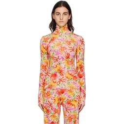 Yellow Floral Turtleneck 231358F099001