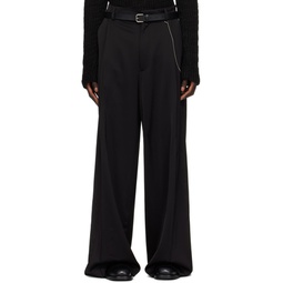 Black Pleated Trousers 241358M191031