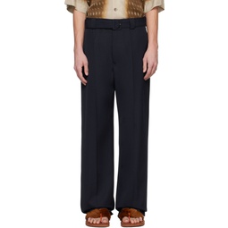 Navy Belted Trousers 241358M191046