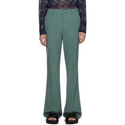 Green Flared Trousers 241358M191073