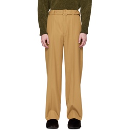 Tan Belted Trousers 241358M191047