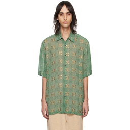 Green Sequinned Shirt 241358M192033