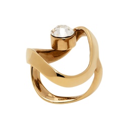 Gold Waved Jewel Ring 241358F024001