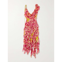 DRIES VAN NOTEN Ruffled floral-print silk-blend chiffon midi dress