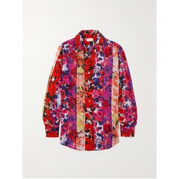 DRIES VAN NOTEN Paneled floral-print crepe shirt