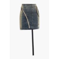 Aircut zip-detailed faded denim mini skirt