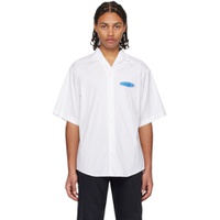 White Surfboard Bowling Shirt 231148M192009