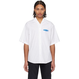 White Surfboard Bowling Shirt 231148M192009