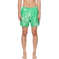 Green Bleached Swim Shorts 231148M208007