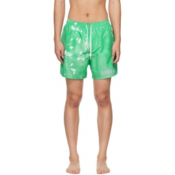 Green Bleached Swim Shorts 231148M208007