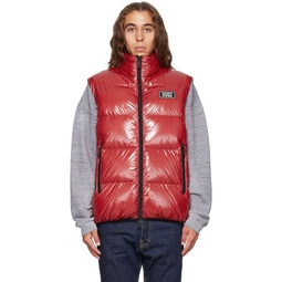 Red Quilted Down Vest 222148M178017
