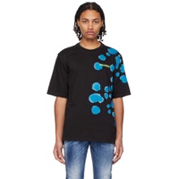 Black   Blue Goth Tie Dyed Skater T Shirt 231148M213020