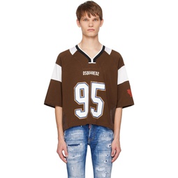 Brown Cropped Football T Shirt 241148M213058