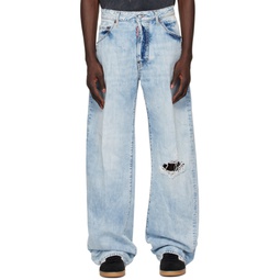 Blue Distressed Jeans 241148M186043