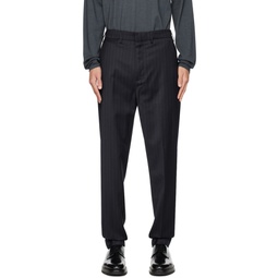 Navy Striped Trousers 232443M191003