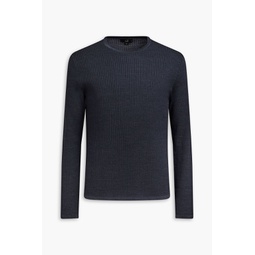 Slim-fit ribbed merino wool and silk-blend sweater