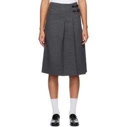 Gray Belted Midi Skirt 232965F092005