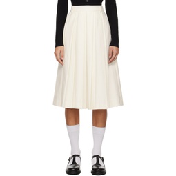 Off White Double Pleated Midi Skirt 241965F092005
