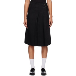 Black Belted Midi Skirt 232965F092004