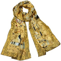 Dahlia Womens 100% Luxury Silk Scarf - Gustav Klimts Famous Painting