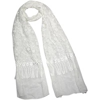 Dahlia Womens Evening Wrap Shawl Scarf - Shining Floret Embroidered Lace