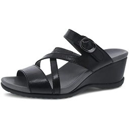 Dansko Ana Wedge Sandal for Women  Cushioned, Contoured Footbed for All-Day Comfort and Support  Adjustable Hook & Loop Strap with Buckle Detail  Lightweight Rubber Outsole