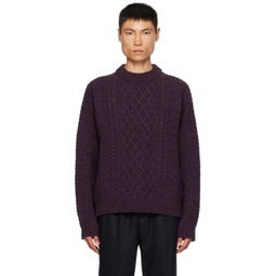 Purple Cable Sweater 232289M201003