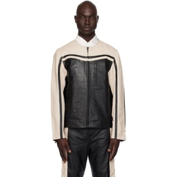 Black & Off-White Racer Leather Jacket 232158M181002