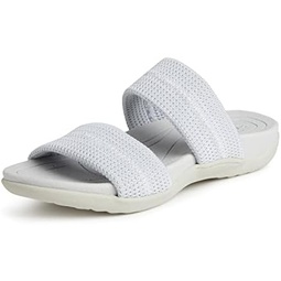 Dearfoams Womens Original Comfort Blair Slip on Double Band Slide Sandal with Arch Support